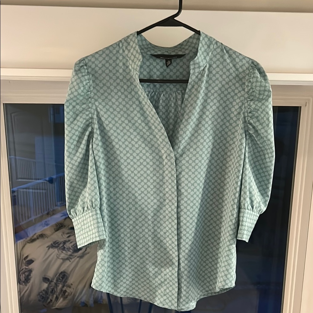 White House Black Market Mint Patterned Blouse